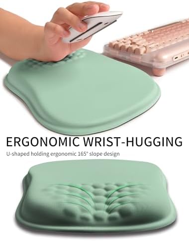 Hokafenle Ergonomic Wrist-Hugging Mouse Pad Wrist Support, U-Shaped Holding Wrist Rest Mousepad for Carpal Tunnel Pain Relief with Cushioned Memory Foam Slope Massage Bulge (10.2x8.3 in,Light Green)