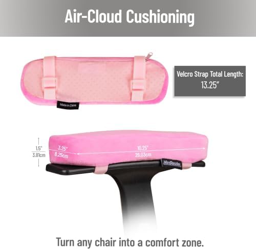 Mind Reader Air-Cloud Memory Foam Armrest Pads, Office & Gaming Chair Arm Rests, Elbow Support with Washable Cover, Black