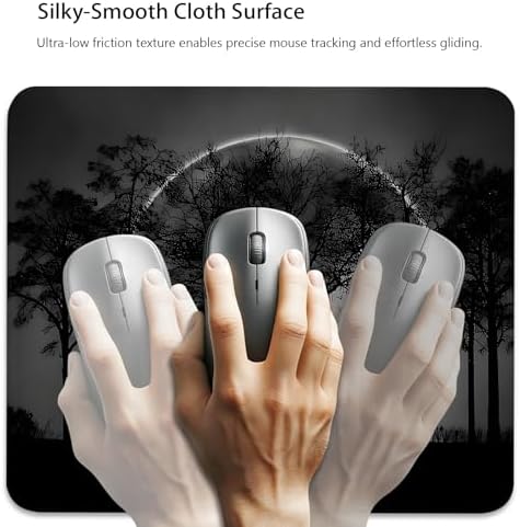 Silhouetted Trees and a Mystical Moon Mouse Pad, Black & Grey Desk Mat
