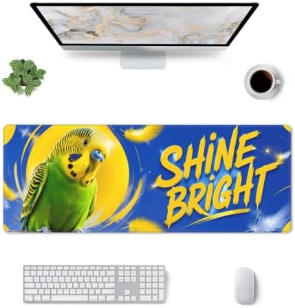 Budgie Cute Mouse Pad Mouse Pads for Desk 11.8x31.5 in Blue Yellow