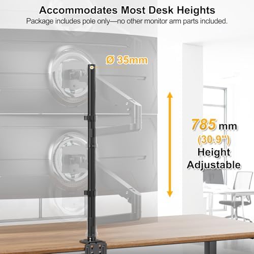 Steel Extra Tall 32 Inch 2-Section Monitor Stand Pole with Mounting Base