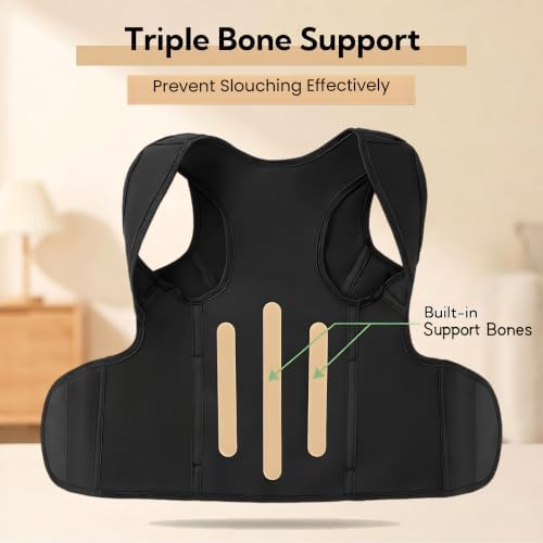 ZYFHOST Back Posture Corrector for Women, Upper Back Brace Support, Black L