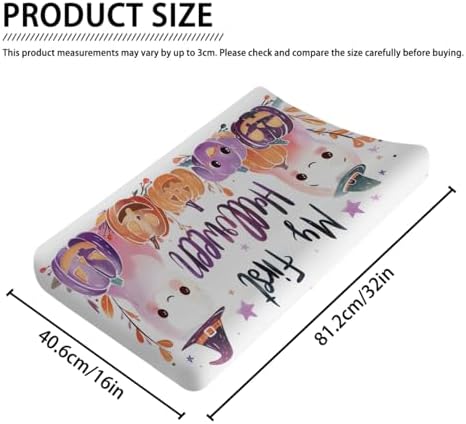Cartoon Halloween Pumpkin Witch Hats Baby Changing Pad Cover, Unisex Fall Winter Holiday Nursery Diaper Changing Table Pad Mat Sheet for Boys Girls-16x32