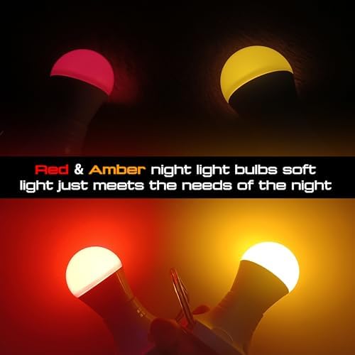 Red Light Bulbs for Sleep, 100% Blue Light Blocking, 3W Red Night Light