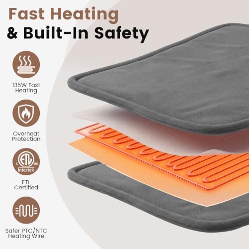 Tefici Electric Heating Pad for Back, Neck & Shoulders, 24"×33", Ultra Soft