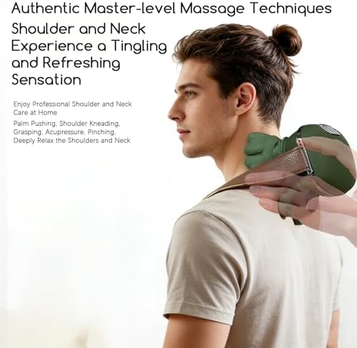 Neck and Shoulder Massager, Professional Shiatsu Neck Massager, Portable Deep Tissue 4D Kneading with Heat, Intelligent Simulated Human Hand Design for Pain Relief and Muscle (Man and Woman)
