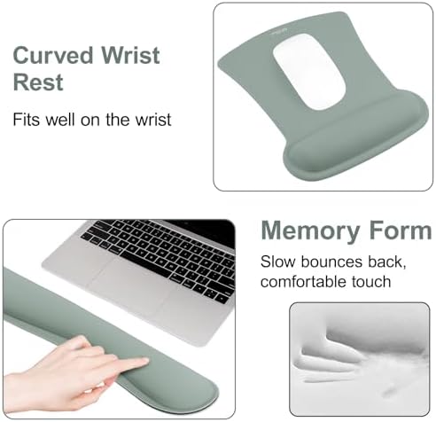 MOSISO Wrist Rest Support for Mouse Pad & Keyboard Set, Antique Green