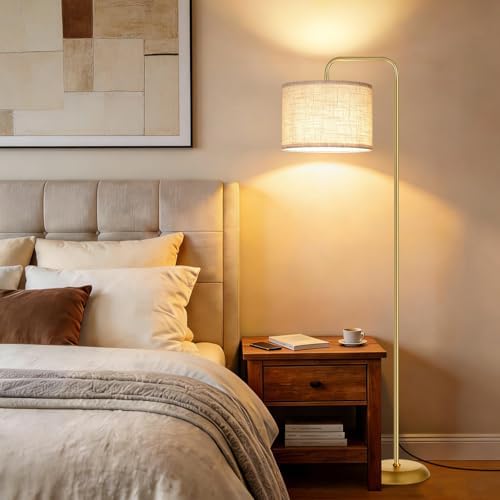 TJOY Floor Lamp, Golden Standing Floor Lamp for Living Room with 3 CCT Bulb