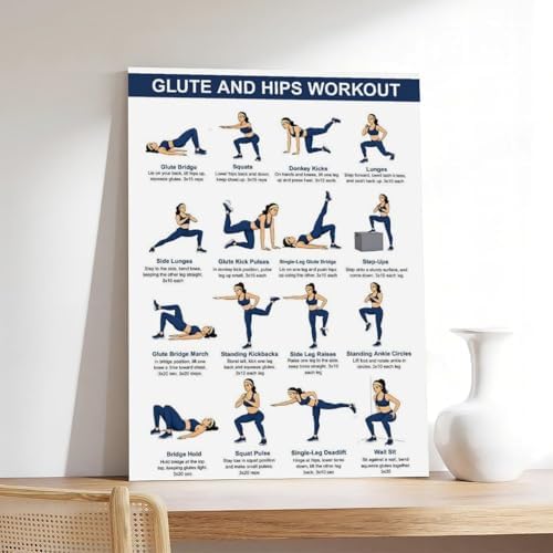 Glute And Hips Workout for Women Lower Body Exercise Chart Leg And Glute Home Gym Fitness Canvas Poster Bedroom Decor Room Decor Frame 24x36inch