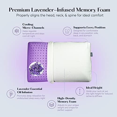 Sutera - Cooling Lavender Zen Memory Foam Pillow, Lavender Oil Infused