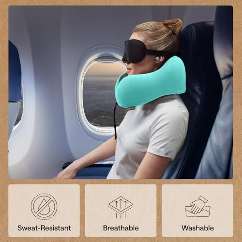 GORILLA GRIP Travel Neck Pillow for Airplanes, Travel Essentials, Turquoise