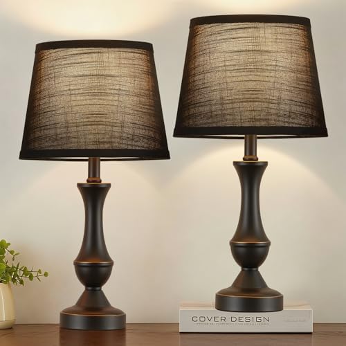 Table Lamp Set of 2, 19" Mordern Bedside Lamps for Living Room & Bedroom