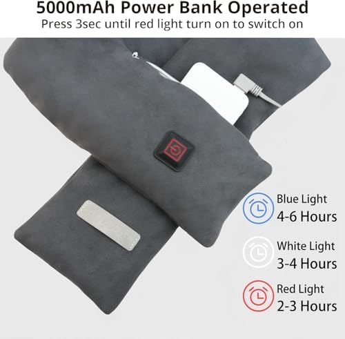 Neck Heating Pad, Electric Heated Scarf with 5000mAh Power Bank, Cordless Neck Warmer for Pain Relief
