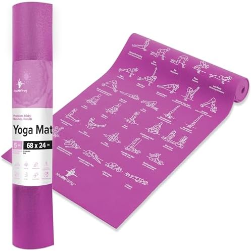 NewMe Fitness Thick Yoga Mat for Women and Men - 5mm Non Slip Pilates Mat