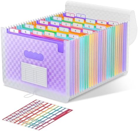ThinkTex 26 Pockets Expanding File Folders, Accordion File Organizer