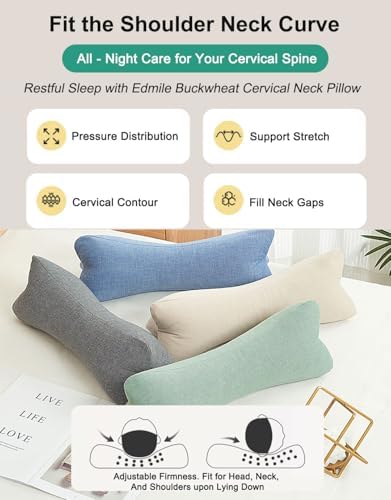 Buckwheat Pillow Neck Roll Bolster Buckwheat Hulls Filling Neck Roll Pillow
