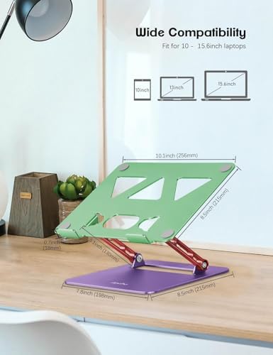 Aoviho Laptop Stand for Desk－Adjustable Laptop Stand Holder －Foldable Notebook Computer Stands for MacBook Air Pro HP Lenovo Dell Samsung Chromebook, 10-15.6 inch, Mixed Color