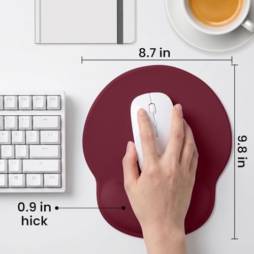 Mouse pad with Wrist Rest,Relieving Pain Memory Foam Computer pad, Ergonomic Desktop Mouse, Silicone Material Mouse pad, with Non-Slip PU Base (red)