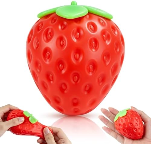 Lifelike Strawberry Squishies Squeezy Toys, 3.15 Inch Big Strawberry