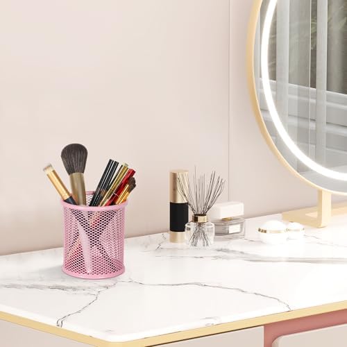 EasyPAG Pencil Holder for Desk, 2 Pack Metal Pen Organizer, Mesh Pencil Cup Organizer for Home, Office, Classroom, School, Pink
