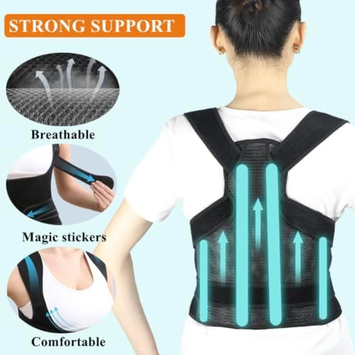 WEEOATAR Upper Back Support Posture Corrector Strap Posture Trainer, Breathable, Easy to Wear with Magic Sticker Back Brace to Improve Posture for Adults and Kids (Pink, S)