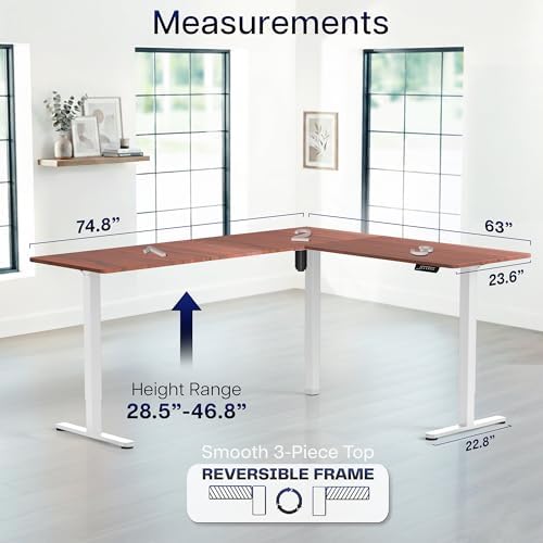 VIVO Dark Walnut 75 x 63 in Corner Standing Desk, DESK-E3CTWD-75