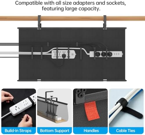 No Drill Sturdy Under Desk Cable Management Tray 48 inch