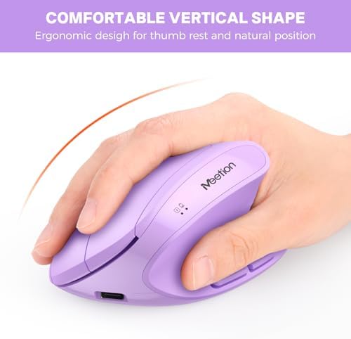 MEETION Ergonomic Keyboard Mouse Combo, Split Design Vertical Mouse, Purple