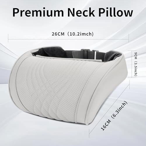 Car Headrest Memory Foam Neck Pillow for Driving Off-White 2 Pack