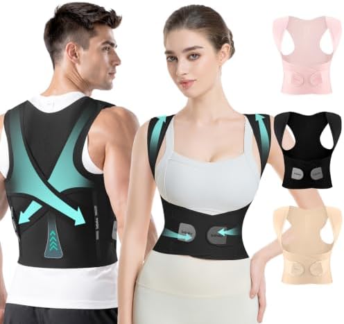 babaka Posture Corrector for Women and Men, Invisible Lightweight Adjustable Back Brace for Upper and Lower Back Pain Relief, Hunchback, Hump, Scoliosis, Thoracic, Spine Corrector Under Clothes (Black, Medium, Waist: 29''-35'')