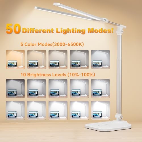 LED Desk Lamp for Home Office, Height Adjustable Architect Desk Light