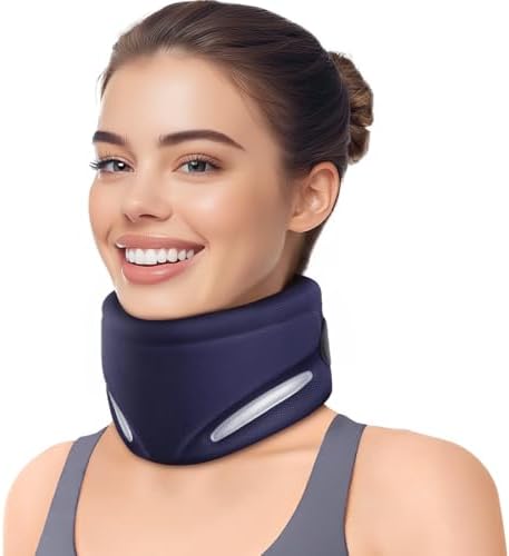 Ergonomic Neck Brace for Neck Pain and Support, Throat-Friendly V-Shape Cervical Collar with Dual Memory Foam for Comfort and Cervical Spine Pressure Relief, Vertebrae Stability (16.5" - 19.0")