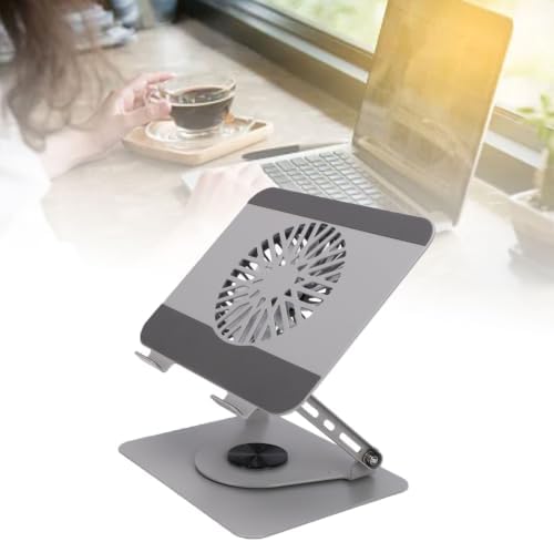 Dpofirs Laptop Stand with Integrated Fan, Stable Design (Silver)