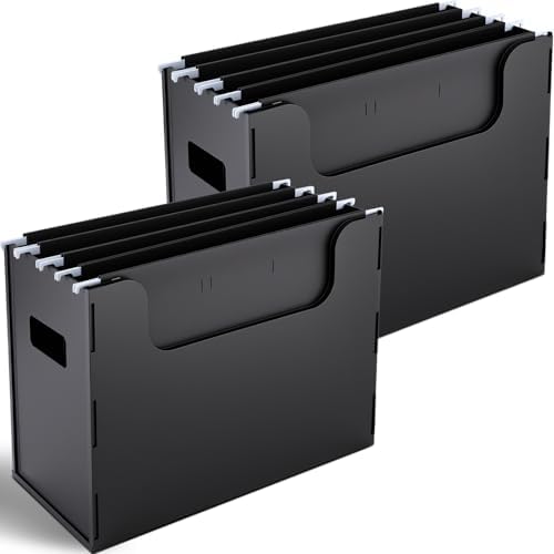 2 Pcs Portable Desktop File, Filing Organizer, Black