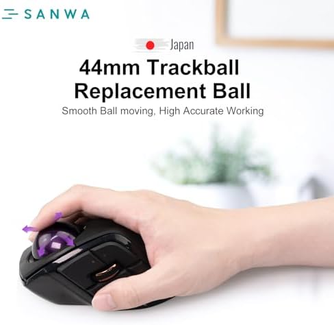 SANWA Trackball 44mm/1.73in, Replacement Ball for ELECOM DEFT/DEFT PRO, and Other Compatible Trackball Mouse, Glossy Purple