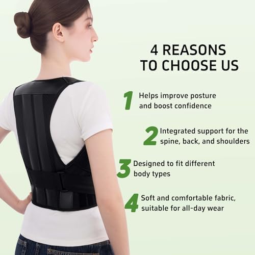 Posture Corrector for Women and Men Back Brace Straightener Instant Scoliosis Shoulder Straps Correction Hunchback Support Kyphosis Upright Trainer Thoracic Adjustable Belt (Black, XX-Large)
