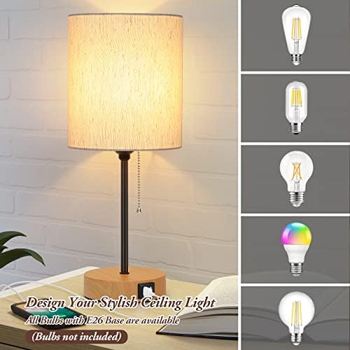 Table Lamps Set of 2 with USB Charging Ports, Bedside Lamps with AC Outlet
