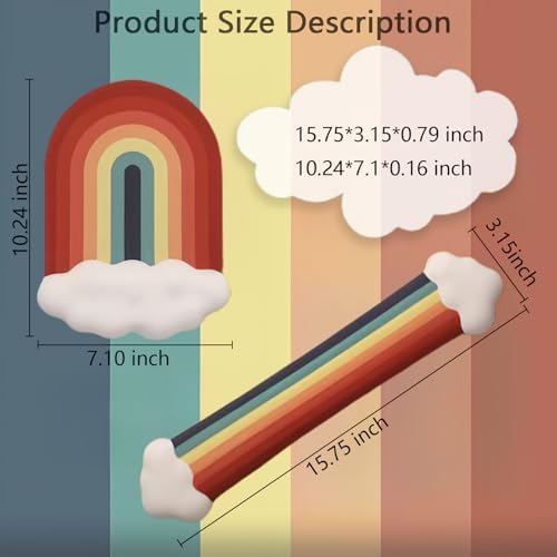 Gel Cloud Keyboard Wrist Rest Cute Rainbow Mouse Pad with Wrist Rest for Computer Keyboard and Mouse Pad Set PU Base Silicone Ergonomic White Cloud Wrist Pad Support for Gaming Desk Laptop Home Office