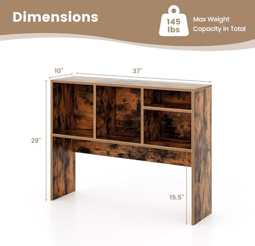 Tangkula Desktop Bookshelf, Countertop Storage Hutch with 4 Shelves for Computer Desk, Desk 2-Tier Display Rack, Multipurpose Wood Desktop Hutch Storage Organizer for Dorm Office Home