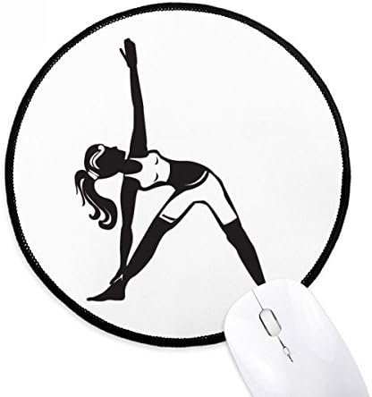 Yoga Girl Stretching Keep Outline Mouse Pad Desktop Office Round Mat for Computer