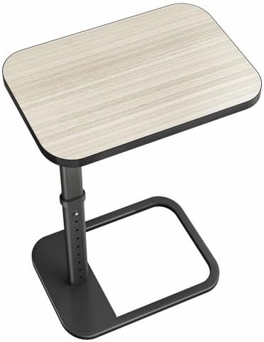 Driftwood Grey TV Tray Table, Adjustable Height & Rounded Metal Corners, Snack Table for Couch, Sofa, Bed, Chair, Living Room, C Shaped End Side Table for Eating, Dinner or Laptop, Small Spaces