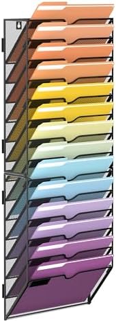 SUPEASY 14-Tier Wall File Organizer, Mesh Hanging Wall Mount File Holder