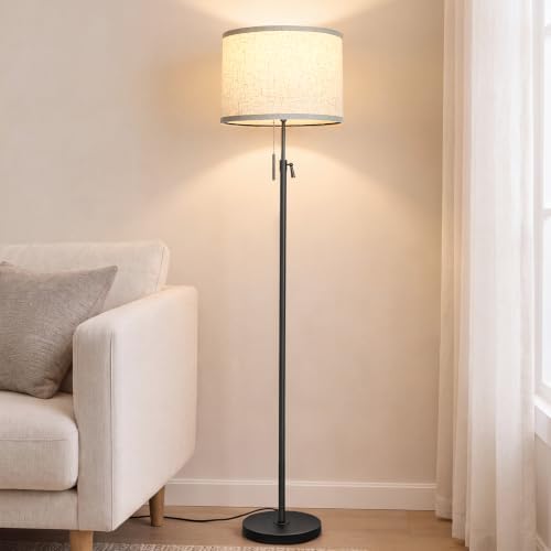 Qingmiao 53"-63" Adjustable Floor Lamp, Anti-tip Base, Pull Chain