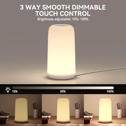 Touch Bedside Table LED Lamp, [Sleek Design & RGB Mode] Multi-Color Dimmable with Warm White Lights, Birthday Gifts for Women Mom, Smart Nightstand Small Lamp for Bedroom Living Room Home Decor