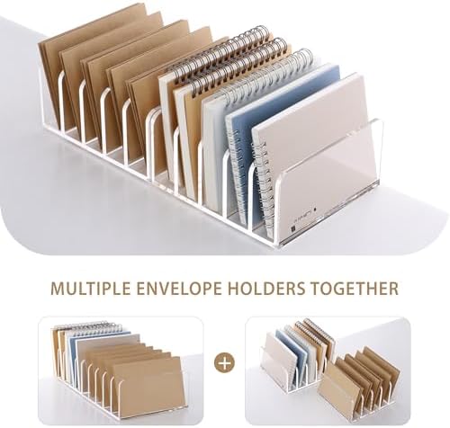 SANRUI 5 Slot Acrylic Mail Sorter Holder, Clear Letter File Desk Organizer