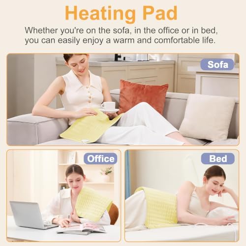 Heating Pad,Electric Heating Pads,Heating Pad for Back,Yellow,24x12 Inch