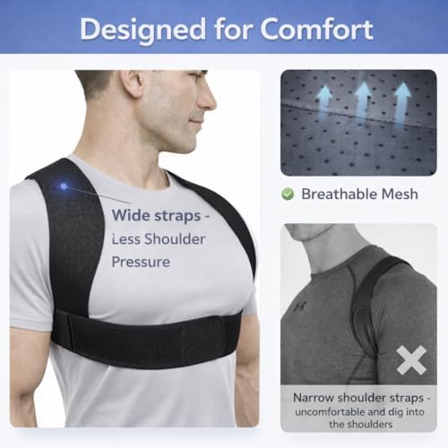 Posture Corrector for Men - Lightweight Upper Back Brace Posture Corrector for Neck Shoulder & Back Pain Relief Under Clothes - Invisible Shoulder Support Brace Improve Posture Correct Hunchback Slouching