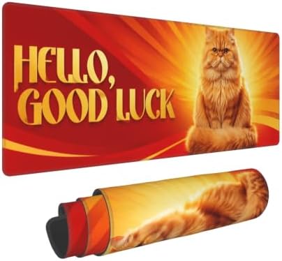 Persian Cat Cute Mouse Pad Mouse Pads for Desk 11.8x31.5 in Red Gold