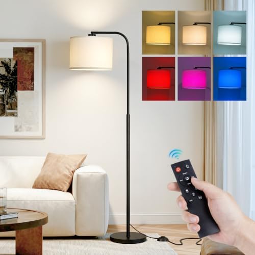 Arc Floor Lamp with Remote and Dimmable Black lamps for Living Room