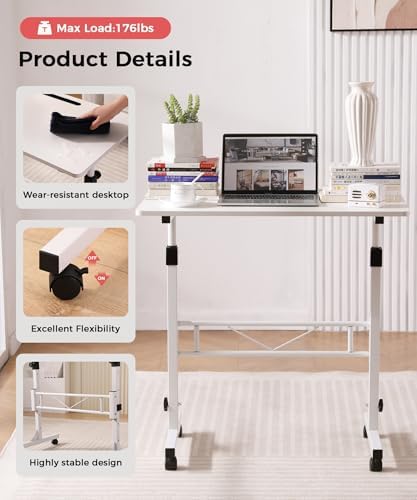 KLSMYHOKI Standing Desk Adjustable Height, Mobile Stand Up Desk with Wheels